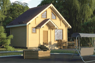 Деревянная баня на 32 квадратных метра